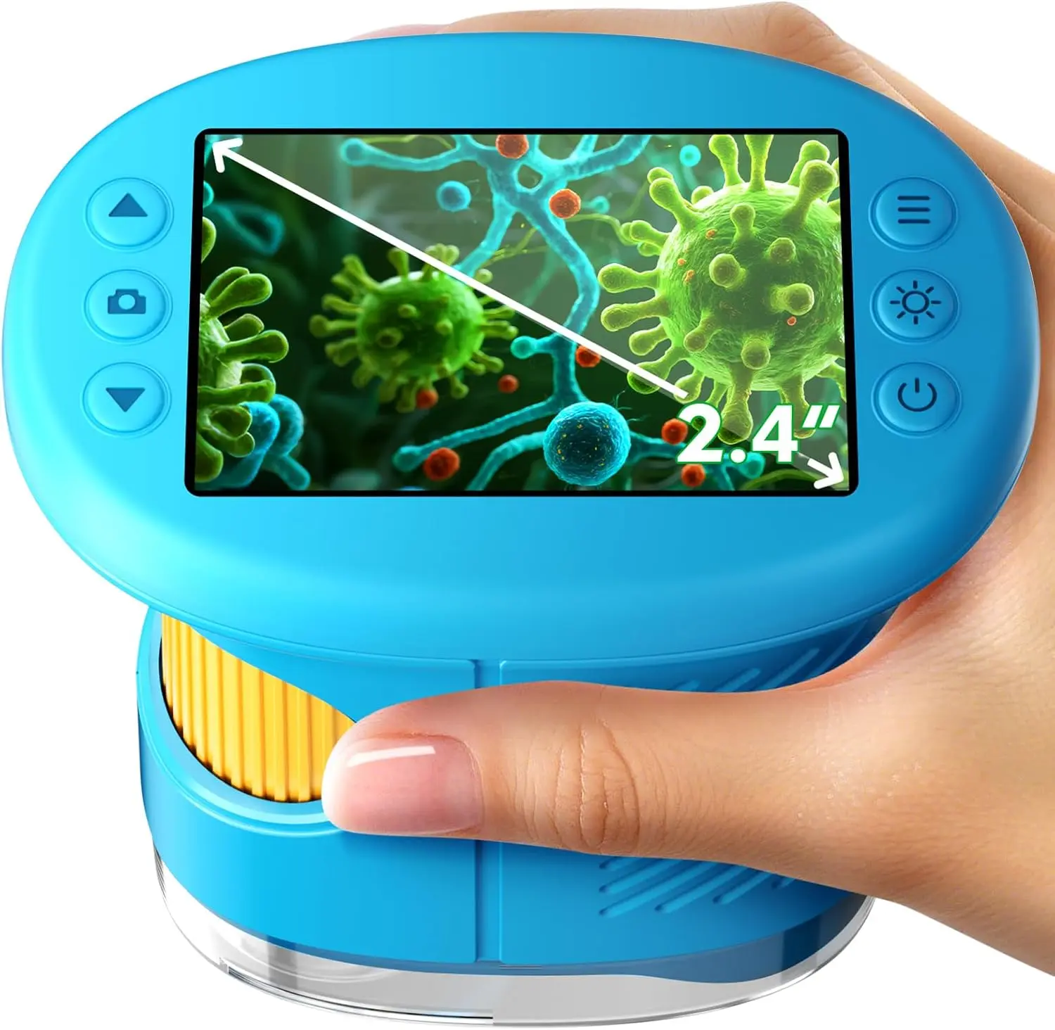 Odatay 4K 1000X Digital Microscope for Kids with 32G Card, Long Distance Viewing & 2.4" Screen Portable Handheld Edu Toys for Age 3-12 Exploring Bugs Plants at Home Classroom & Outdoor Travel, Blue