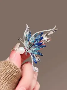 Blue Butterfly Pearl Brooch, Fashionable Jewelry Accessory, Suitable for Daily Wear & Holiday Gatherings, Women's Clothing/hat/backpack Match