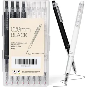 Retractable Gel Roller Pens,  Style, 0.28mm Ultra Fine Point, Quick Dry Black Gel Ink, Precise and smooth writing, 8-Count Pack