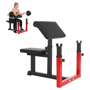 Adjustable Preacher Curl Bench,Bicep Strength Bench with Thick Seat and Arm Cushions,Isolation Training for Barbell & Dumbbell for Home Gym