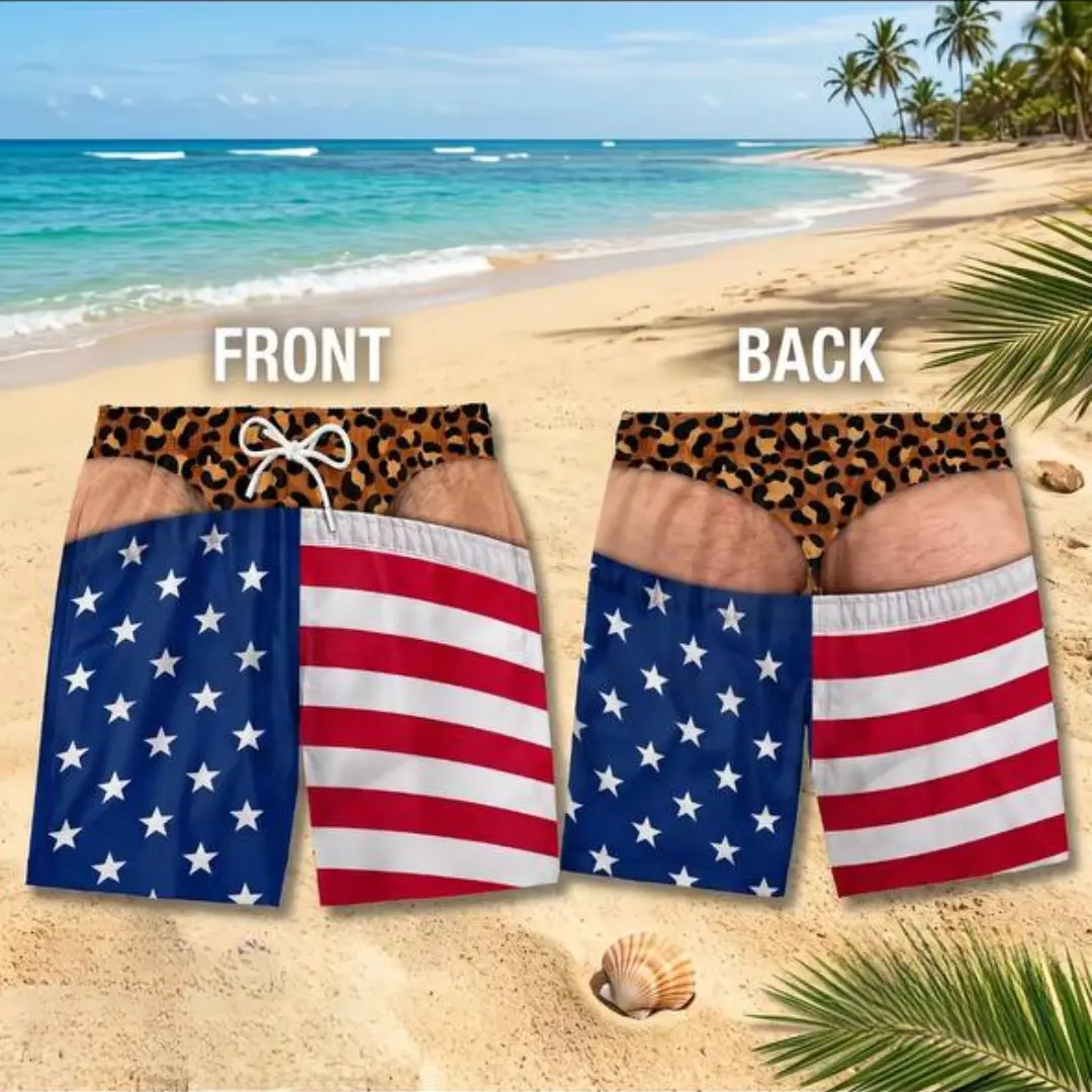 Funny Men's Swim Trunks, Fake Underwear Hawaian Beach Shorts, Summer Vibes Trunks, Gift For Everyone