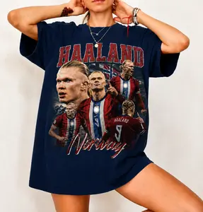 Vintage Erlingg Haalandd Shirt, Retro Soccer Graphic Tee, Black White Football Bootleg T Shirt, Erlingg Haalandd Meditation Graphic Tee Norway Striker Oversized Tee