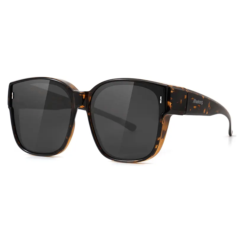MEELOOG Polarized Square Frame Fit Over Glasses Sunglasses for Women - TR90 Flex Frame, TAC Lens, UV400 Eye Shield, Oversized, 0.8oz, HD View, Stylish Female Fashion Accessory, Gift-Ready Set for Driving MST0110