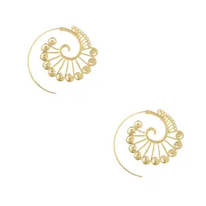 Jewelry Collection Spiral Hoop Threader Earrings, Gold
