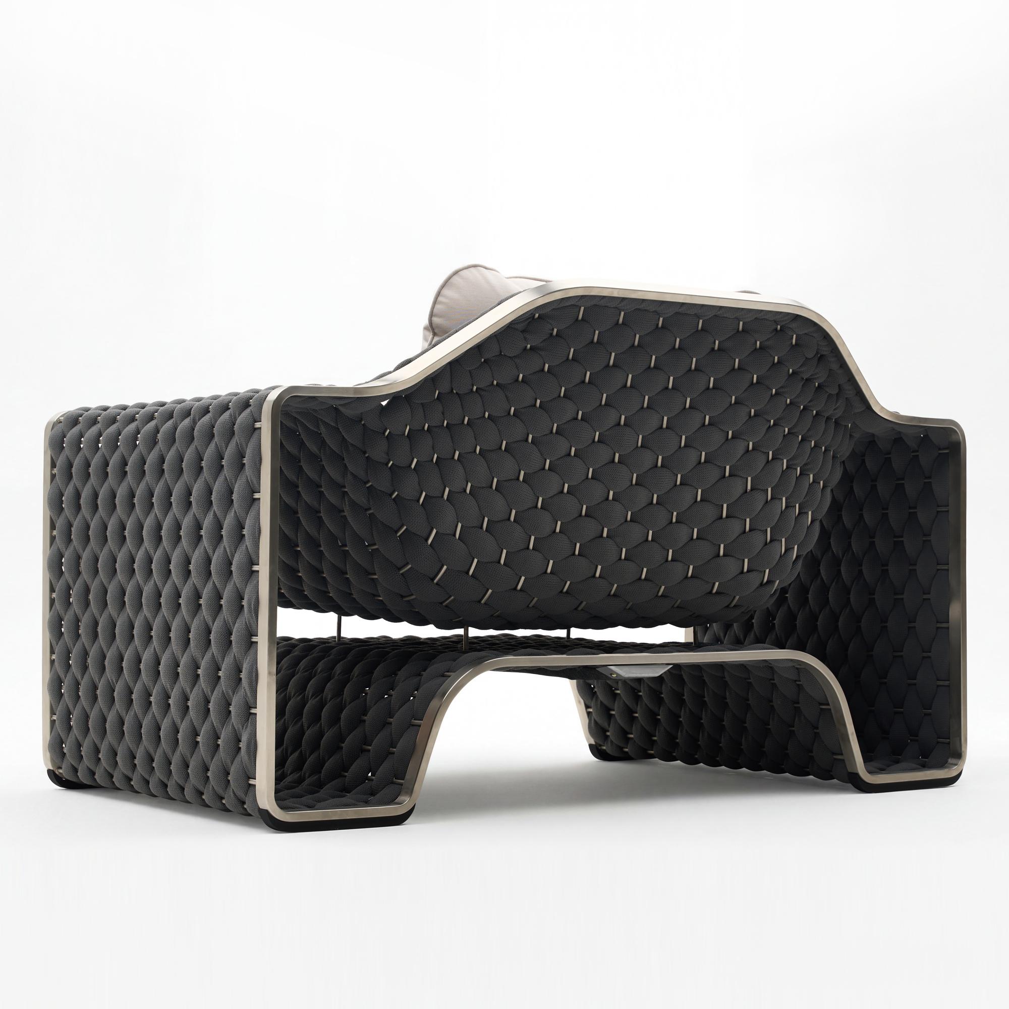 【Summerfinds】OVIOS × Studio F.A. Porsche Designer Outdoor Sofa Collection, 4-Piece Luxury Patio Furniture Set with Coffee Table, Masterfully Hand-Woven Craftsmanship, Aviation-Inspired Aluminum Frame for Villa Terrace & Luxury Backyard