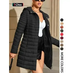 Women's Casual Hooded Puffer Jacket, Fall & Winter Woven Fabric Coat with Pockets, Lightweight Warm Daily Wear Outerwear, Womenswear Everyday Tops