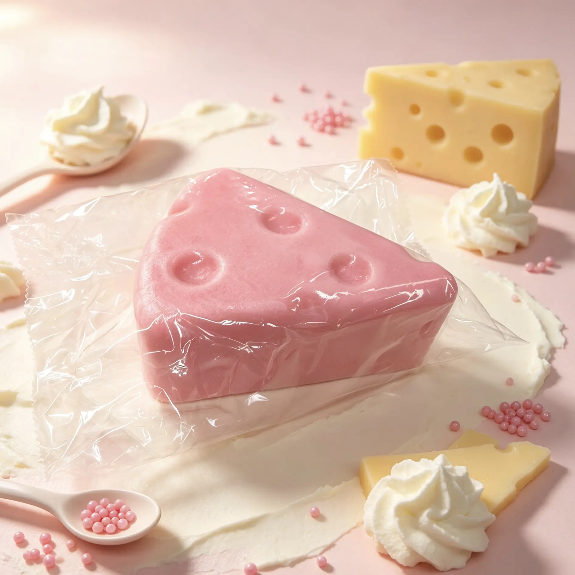 Pink Triangle Cheese Slow Rising Squishy Toy, Cute Fake Dessert Squeeze Fidget Toy, Soft Creamy Stress Relief Pinch Toy, Kawaii Cheese Shaped Squishy for Desk Decor, Perfect Gift for Squishy Collectors Girls Kids