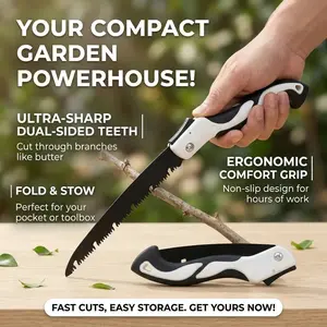 Folding Hand Saw, 11.4" Portable Pruning Saw with Triple-Cut Teeth, High-Carbon Steel Blade, Safety Lock, Ergonomic Handle for Tree Trimming, Camping, Gardening, Wood Cutting