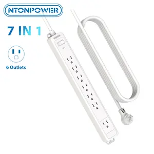 Surge Protector Power Strip, NTONPOWER Flat Plug Power Strip Long Cord, 15/25 ft Long Extension Cord, 7 Outlets Desktop Charging Station, 1080 Joule, 15 A Circuit Breaker for Home, Office White