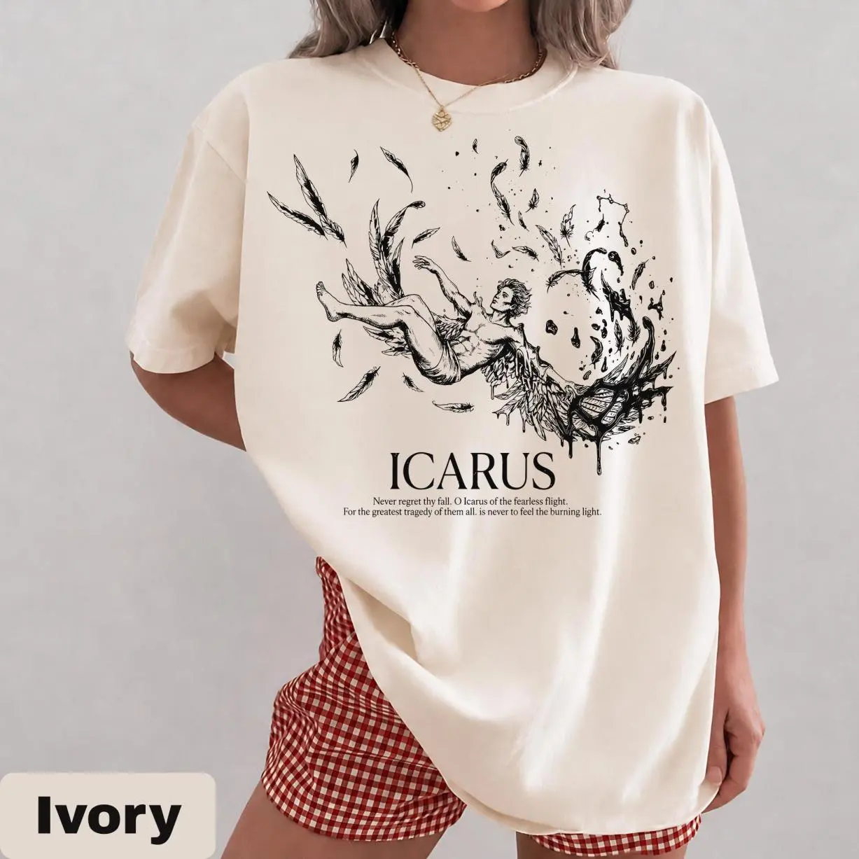 Comfort Color Icarus Shirt, Greek Mythology Tee, Dark Academia Comfort Colors Shirt, Literary Quote Tshirt, Stoic Philosopher, Poet Aesthetic Graphic Tee, Layer-Friendly, Works in Any Weather, Perfect Fit, Ultimate Comfort