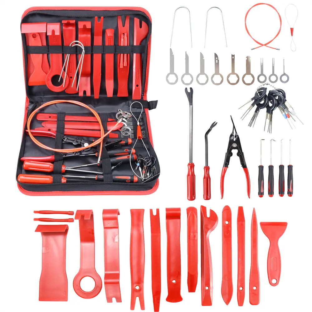 43pcs Car Trim Removal Tool Auto Trim Puller Tool Kit Pry Tools Set For Trim Panel Door Audio Auto Clip Pliers Fastener Remover Set