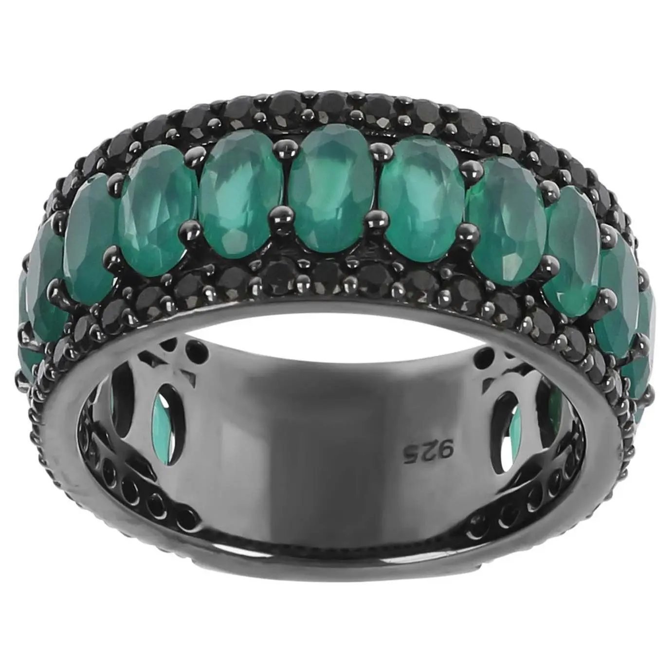 Mistero Gemstone Band Ring, Sterling Silver