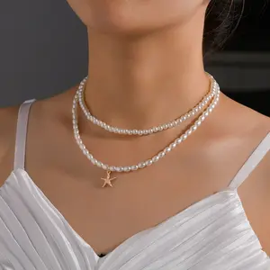 Retro Multi-Layer Imitation Pearl Clavicle Chain,   Stacked Double Layer Necklace For Women stack day collar