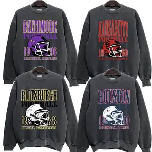 College Team Football Sweatshirt – Dark Heather Color Vintage Game Day Crewneck Pullover with City & Year Graphics, Unisex Team Spirit Apparel, Cozy Fall Outfit & Fan Gift, Custom Your Team