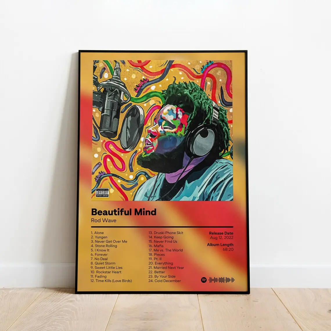 Rod Wave POSTER - Beautiful Mind POSTER - Custom Album Print - Hip Hop Wall Art - Personalized Album Cover - Rod Wave Print - Custom Album Poster