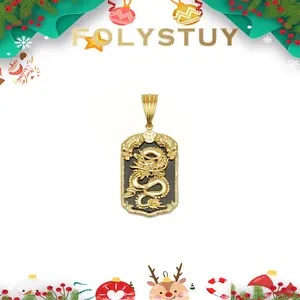[70mm with 33mm Dragon Pendants][FOLYSTUY (YNK21)] The dragon pendant inlaid with black agate is suitable for both women and men, featuring an elegant design that is perfect for the fashion trends of the festival.