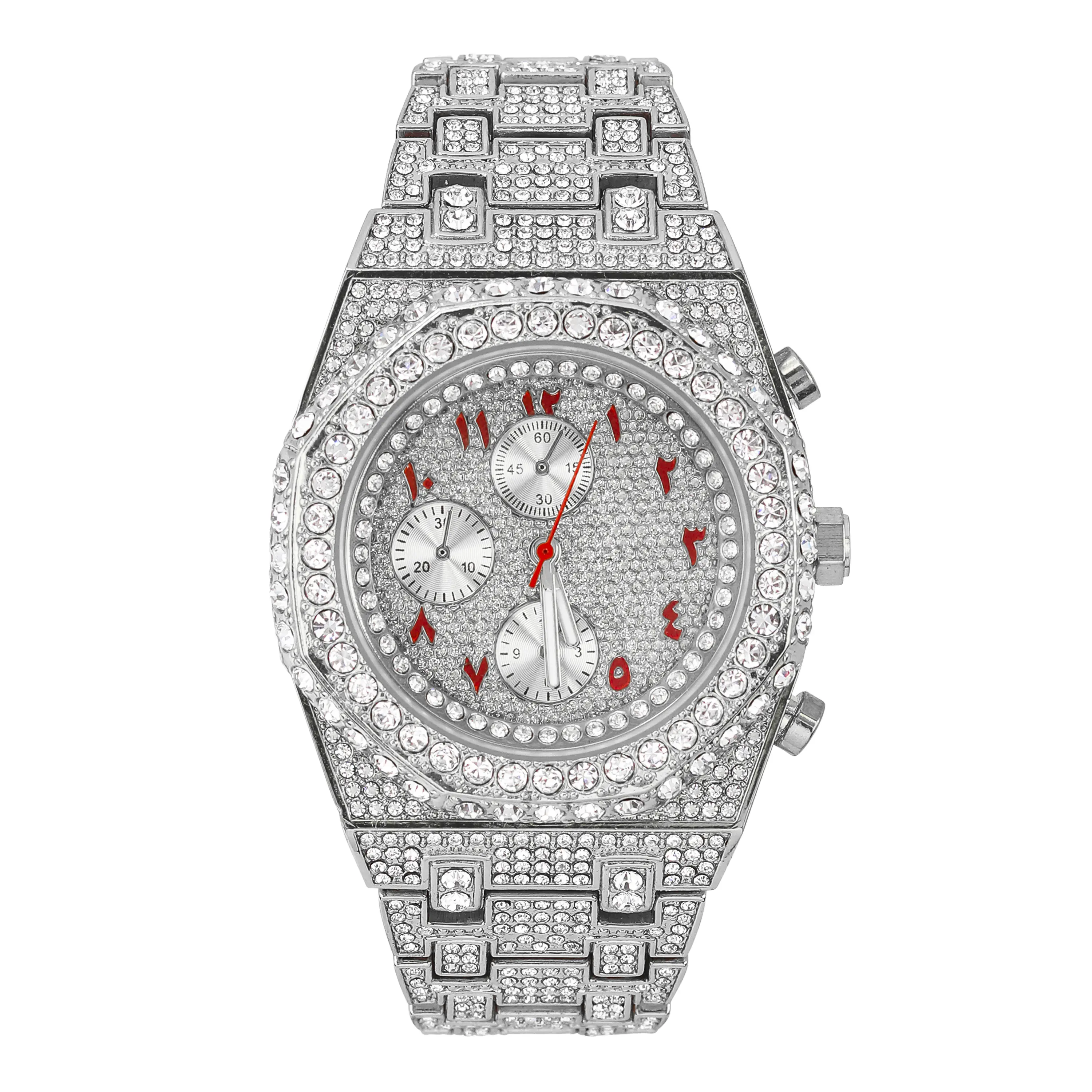 Men's 43mm Arabic Dial Watch – Octagon Case, Quartz Movement, Adjustable Band – Alloy with Coated Finish
