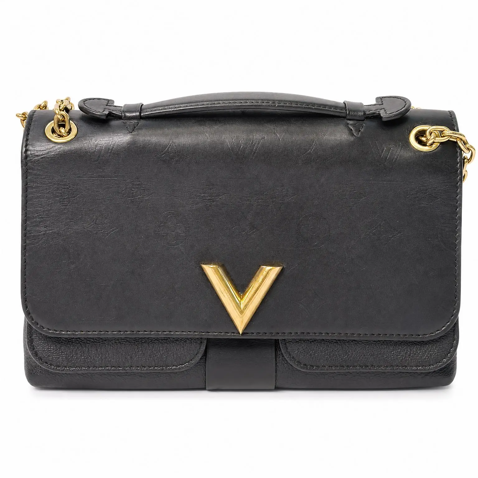 Pre-owned Louis Vuitton X Shoulder Bags Very Chain Bag Monogram Leather black