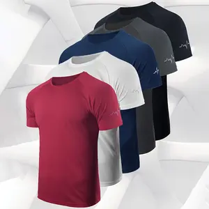 Men's Highly Elastic Moisture-Wicking T-shirt Soft, Quick-Drying, Breathable Sports Solid Color Short-Sleeved Round Neck Running Fitness Lightweight Top, Four Seasons gym wear cycling Athletic Workout Clothing SpringStatements Gym Apparel