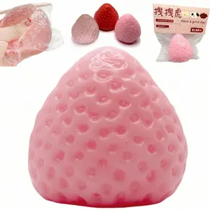 【2025 New】MOBECK 2.76 In Handmade Strawberry Taba Squishy Toys, Cute Strawberry Squeeze Toys, Kawaii Strawberry Squishies Fidget Toys, Strawberry Jelly Squishy Funny Novelty Things Suitable for Office School (Pink)