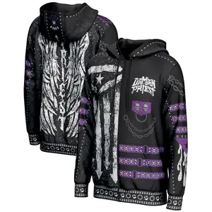 Damian Priest WWE 3D Zip Hoodie Punk Rock Gothic Studded Design Unisex Streetwear Fall Winter Jacket Casual Sporty Fan Merch Gift for Men Women Wrestling Lovers Purple