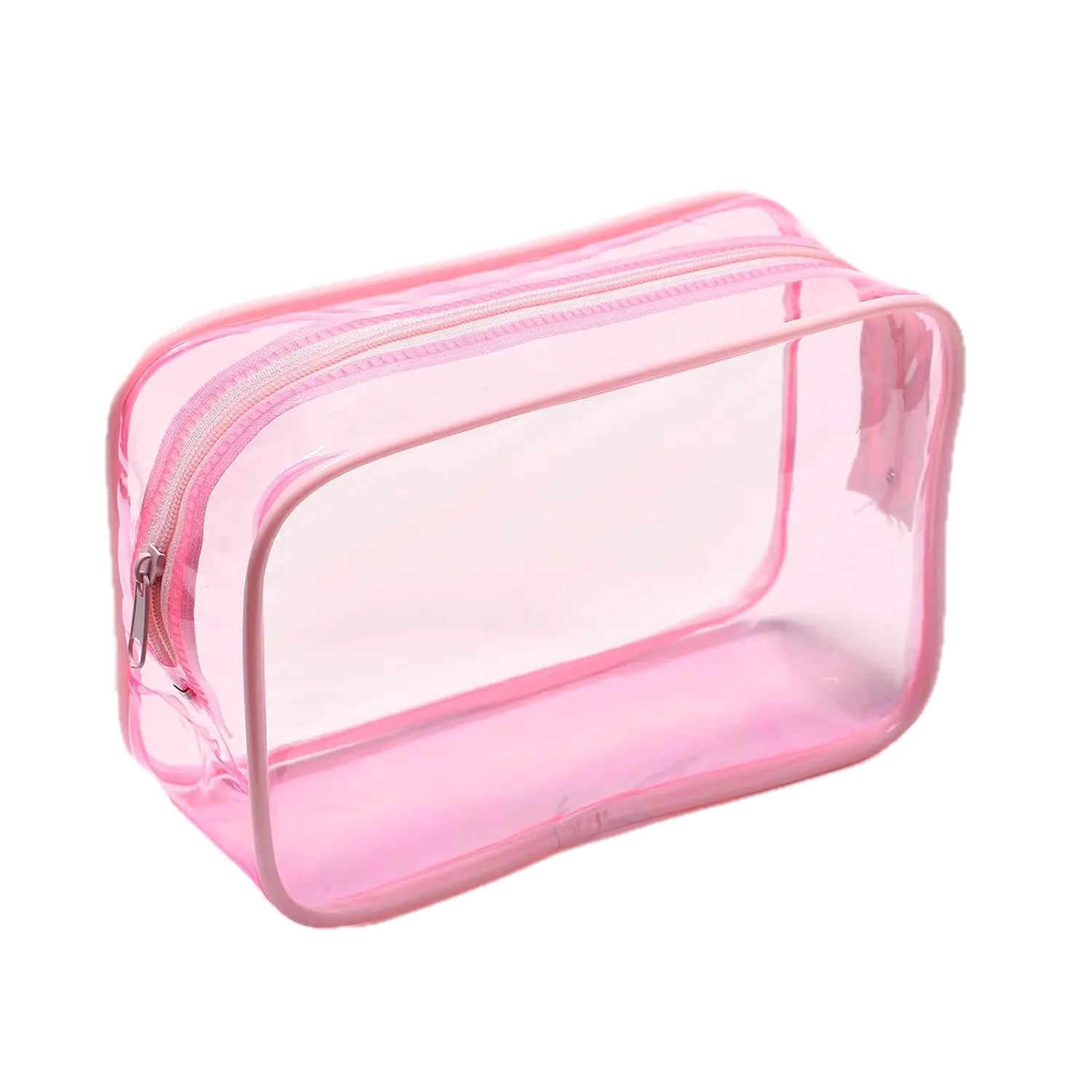 Clear PVC Makeup Bag for Women | Waterproof Cosmetic Travel Pouch | Transparent Zipper Toiletry Organizer (1 Bag)