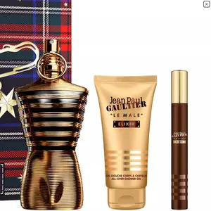 Jean Paul Gaultier Le Male Elixir 3Pc Set ( 4.2oz Parfum +2.5oz S/G + .33oz Mini Parfum) for MEN