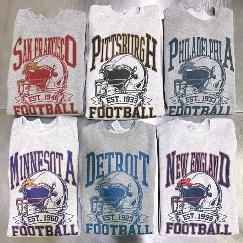 Vintage Football Helmet Graphic Sweatshirt  Unisex Football City Pullovers Crewneck Vintage City Helmet Sweater