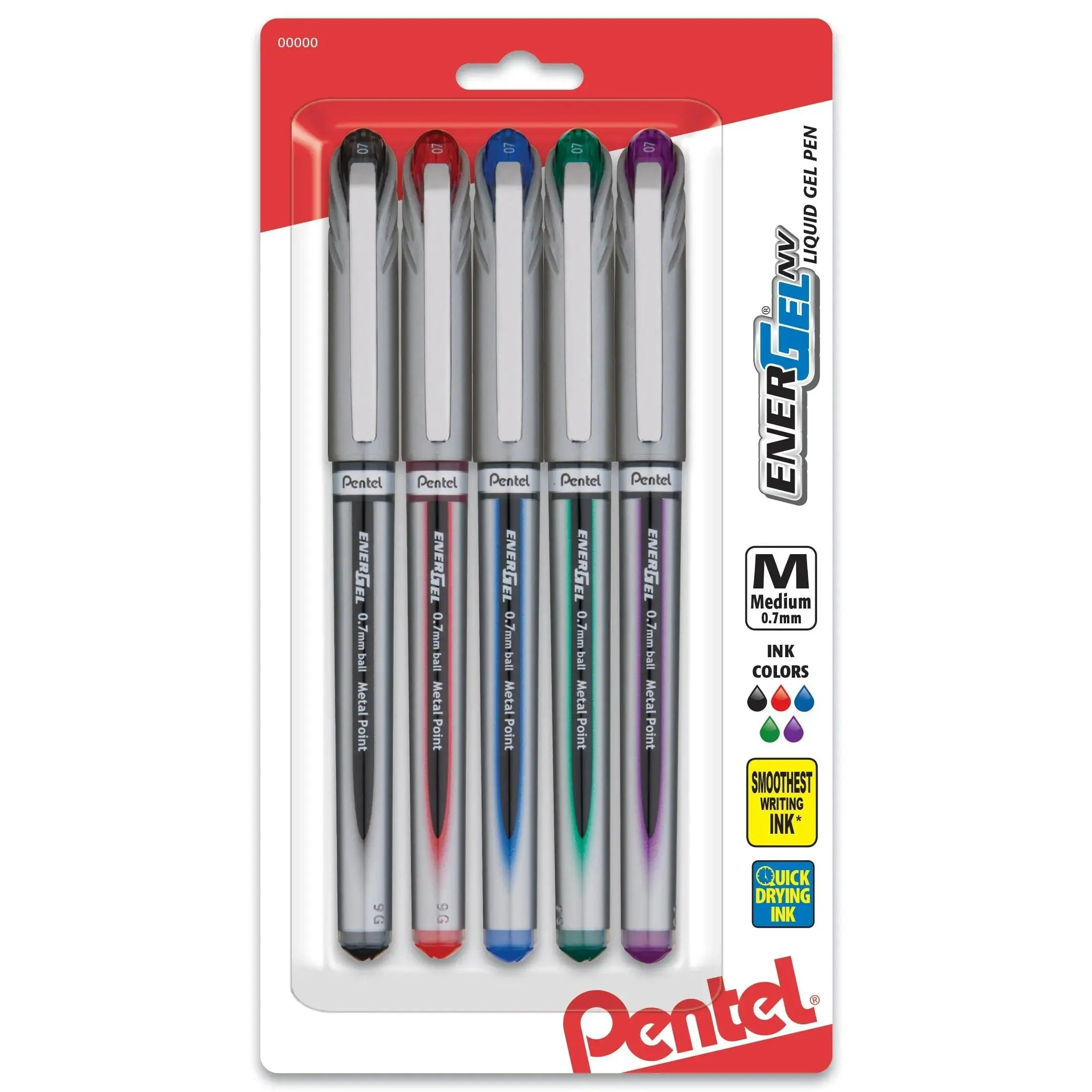 Pentel EnerGel NV Liquid Gel Pen, 0.7mm Metal Tip, Medium Line Capped