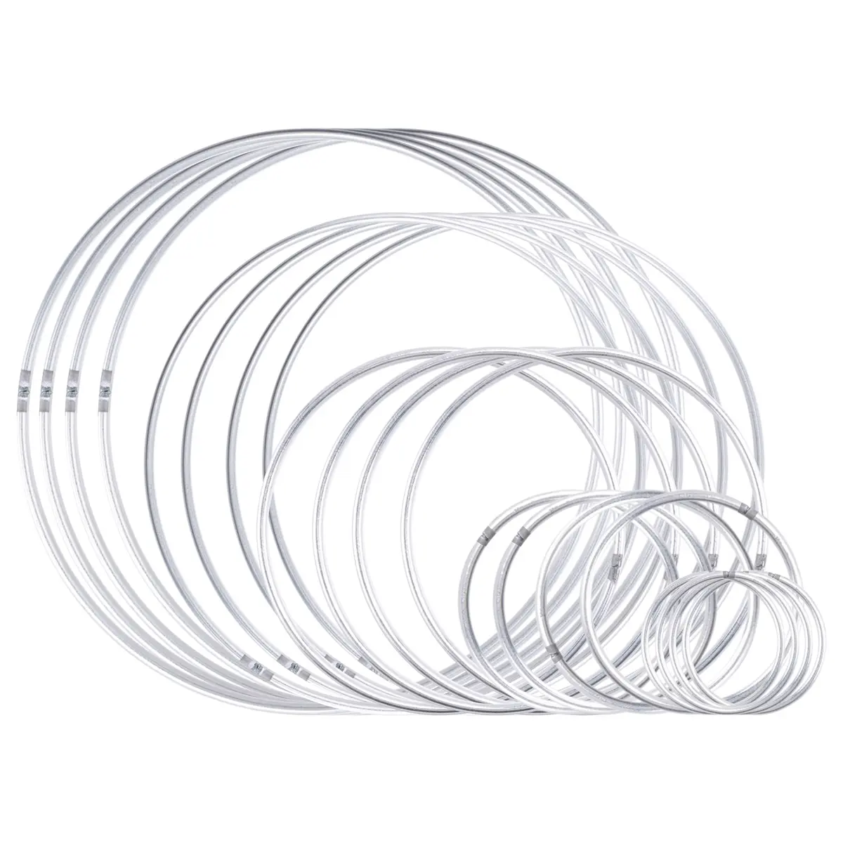 Sports & Outdoor Accessories Silver Metal Craft Hoops (20-Piece Set) - 5 Sizes Including 4 x 10cm Welded Firmly Round Rings, Durable, Not Easily Deformed, Won't Discolor for DIY Macrame & Christmas Decor