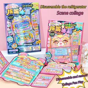 New Disassemble Refrigerator Scene Sticker Fun Puzzle Toy, Immersive No-Cut Decal Material, Educational Playset for Kids