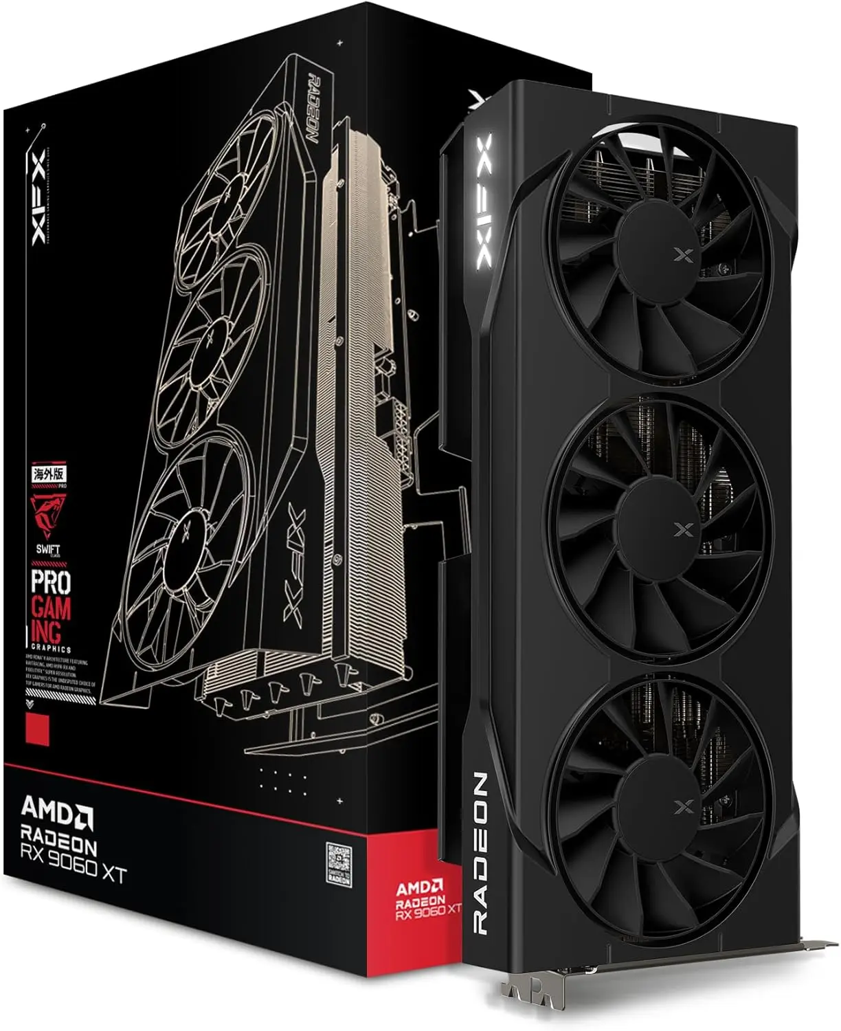 XFX Swift AMD Radeon RX 9060 XT OC Triple Fan Gaming Edition with 8GB GDDR6 HDMI 2xDP, AMD RDNA 4 RX-96TS38GB7