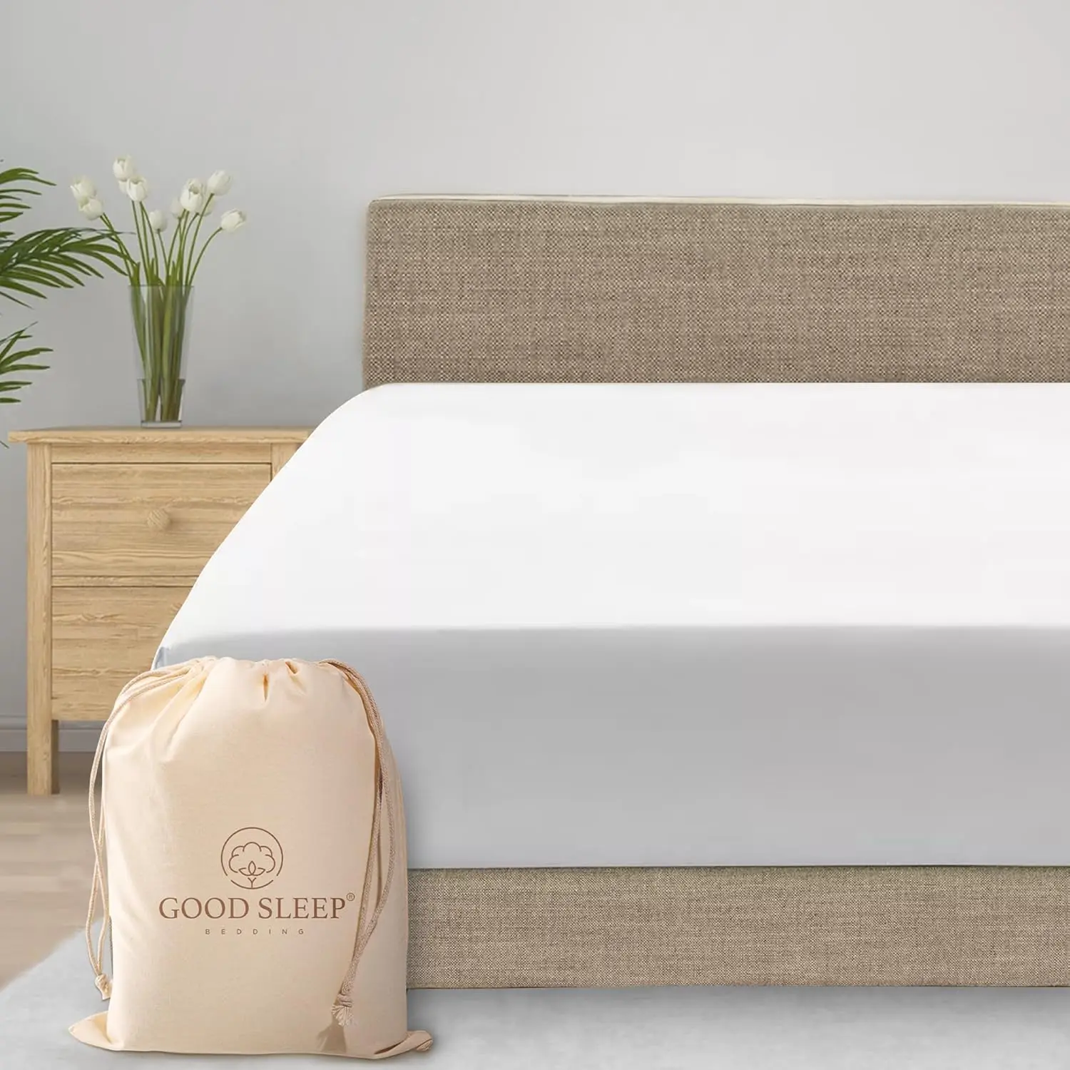 100% Egyptian Cotton 1000 Thread Count Fitted Sheet Only, Soft & Breathable Fitted Bed Sheets, Luxury Hotel Style 16" Deep Pocket Fitted Sheet, Sateen Weave