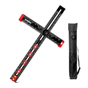 4 in 1 Adjustable T-Square Measuring Tools, 24in  Drilling Positioning Ruler, Cabinet Hardware Jig, Marking Gauge Tools for Woodworking, Include Portable Storage Bag. (Black)