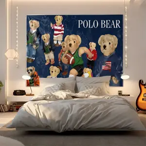 Bear Pattern Tapestry, Stylish Room Flag, Unique Wall Art For Living Room And Bedroom, Soft And Durable For Kids And Adults Daily Holiday Birthday Gift Bedroom Decoration