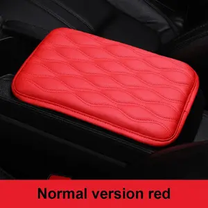 Wave Embroider PU Leather Car Armrest Mat Center Console Arm Rest Protection Cushion Auto Armrests Storage Box Cover Pad