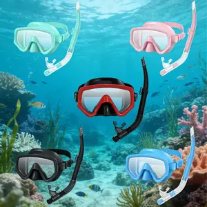 Adult Snorkel Mask & Breathing Tube Set, Tempered Glass Material, Professional Panoramic Diving Gear, Swimming Training, Beach Essentials
