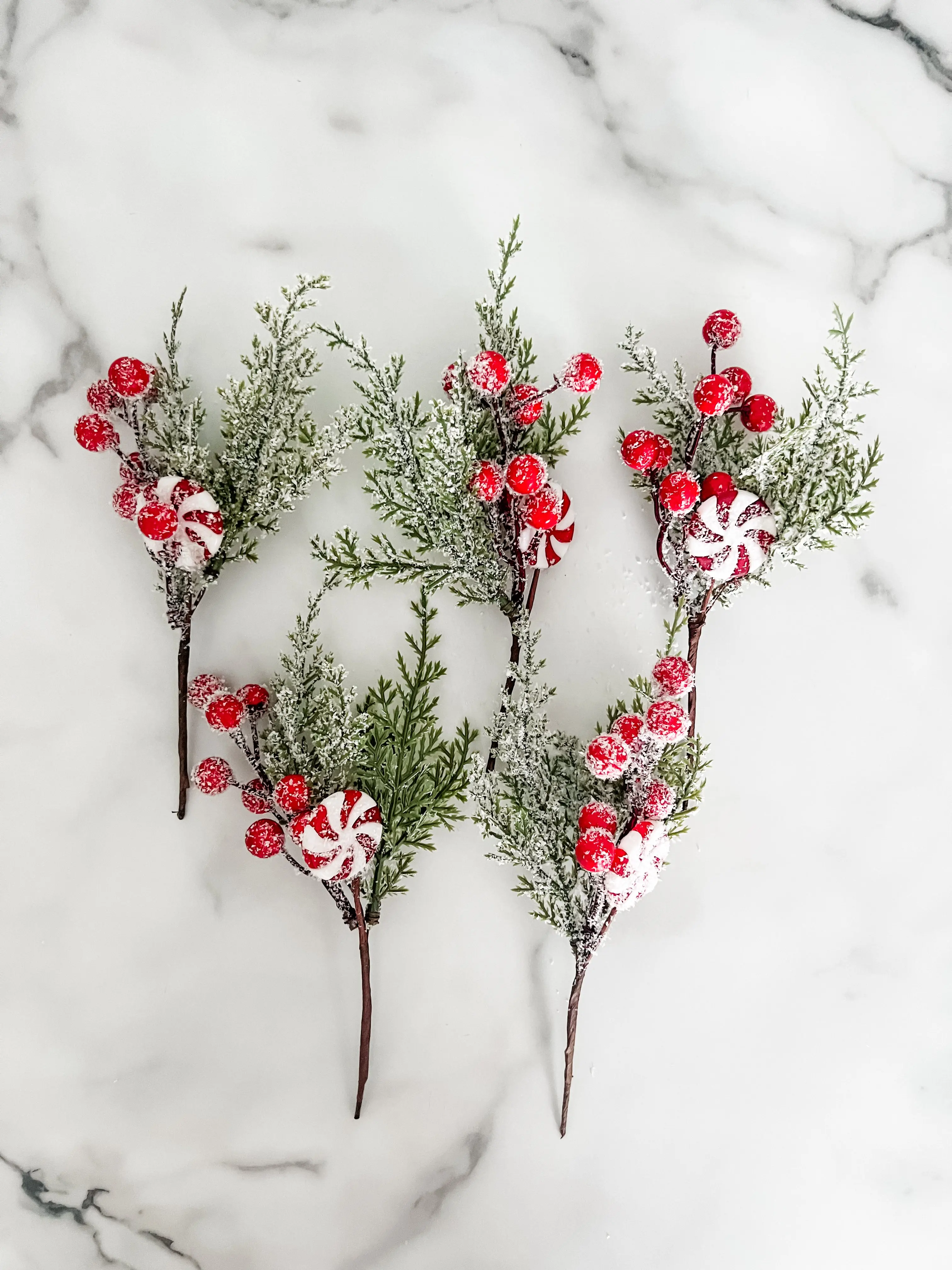 Peppermint Greenery Sprigs - Set of 5