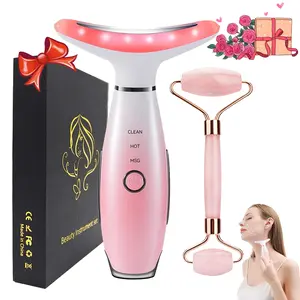 Facial and Neck Skin Care kit, Face Sculpting Tool Face Lifting Roller with Vibration and Heating Function, Portable Facial Massager Beauty Neck Instrument for Skin Care at Home, Halloween and Christmas Gifts
