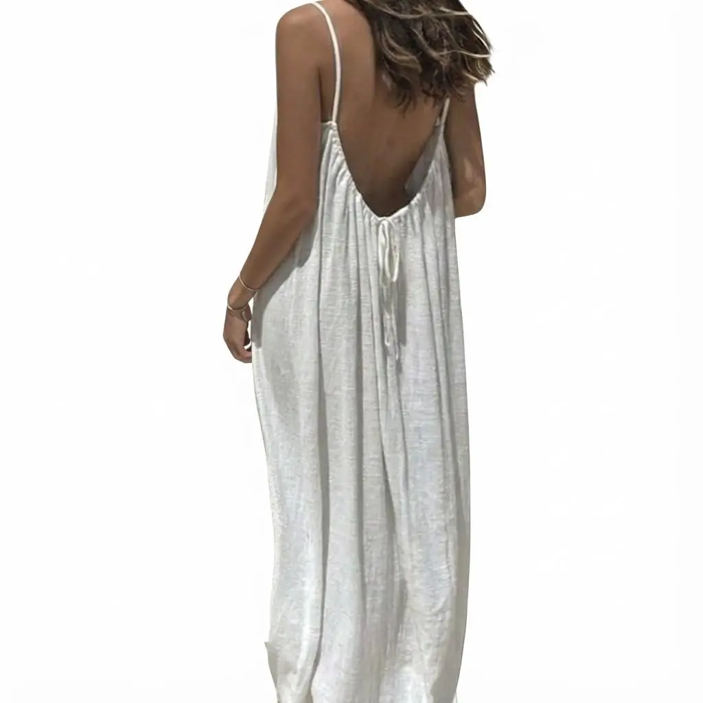 Women's Solid Color Backless Cami Dress, Casual Sleeveless Dress for Summer, Ladies Clothes for Beach Holiday Vacation - TikTok Shop Women's Solid Color Backless Cami Dress, Casual Sleeveless Dress for Summer, Ladies Clothes for Beach Holiday Vacation - TikTok Shop