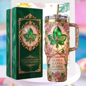 Alpha Kappa Alpha AKA Sorority Pink Rose 40oz Tumbler