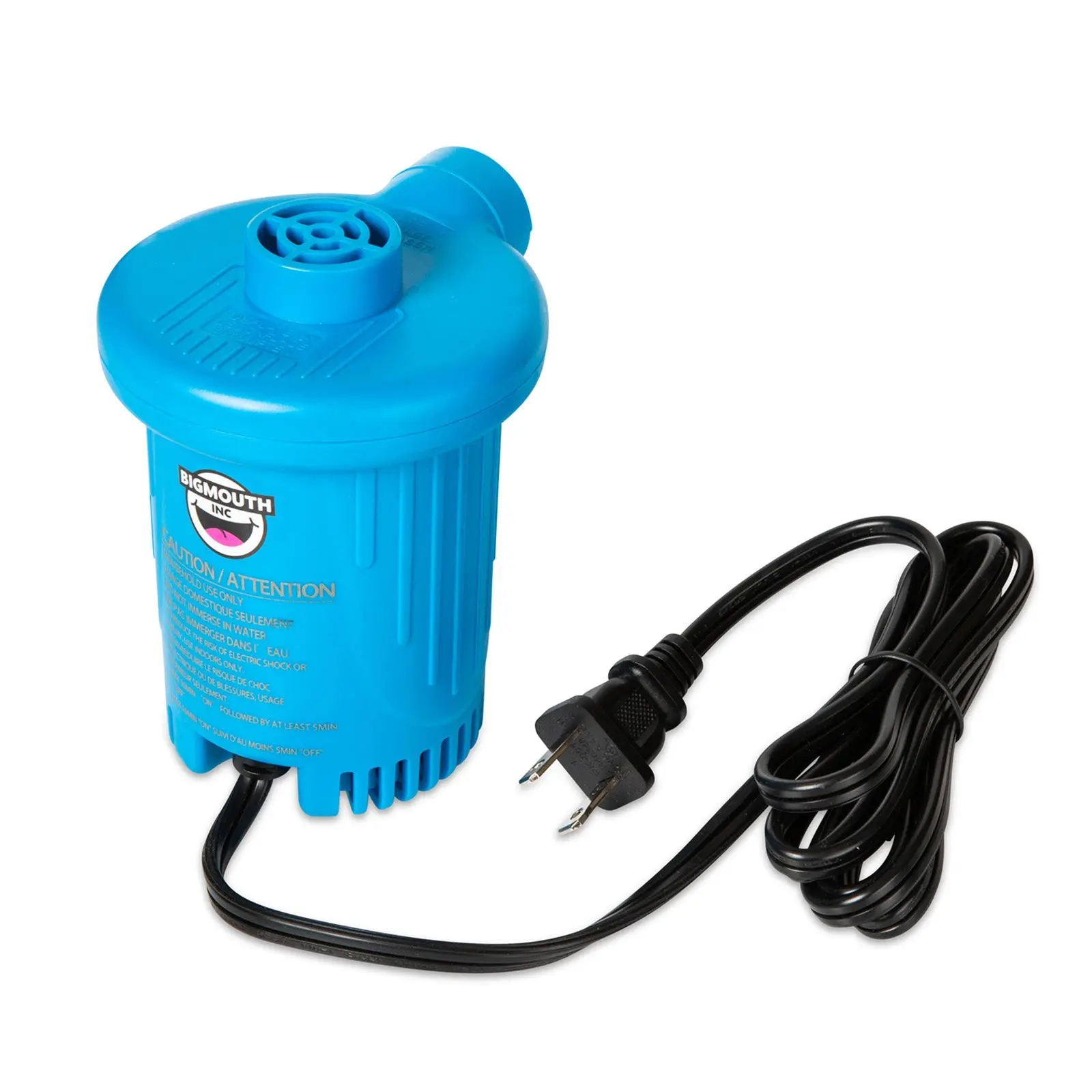 BigMouth Inflatable Airbed Pump - 0.7 PSI Output AC-Powered Handheld Easy-to-Carry Inflator & Deflator, 3 Nozzle Sizes, Universal Valve, Works Year-Round for Pool Floats, Snow Tubes