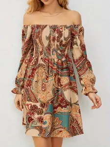 Women's Off Shoulder Dress, Boho Fashion Casual Tight-fitting Dress for Daily Holiday Vacation Wear, Women Dress for Summer