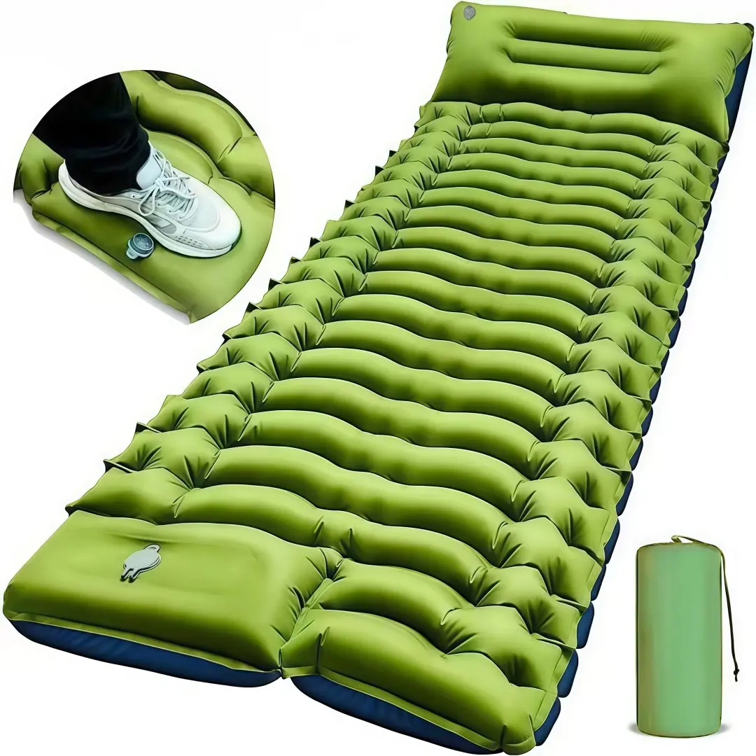 8cm thick self-inflating camping mat Camping Mattress Portable Inflatable Airbed TPU checkered anti-slip lightweight 0.8kg special for tent travel