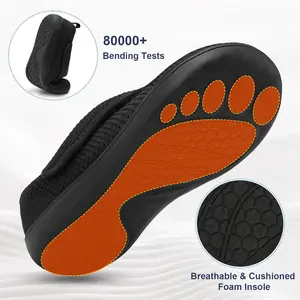 Mens Walking Shoes Wide Diabetic Shoes Adjustable Swollen Feet Neuropathy Orthopedic Shoes Breathable Barefoot Zero Drop Sneakers