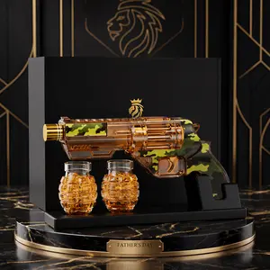 Father's Day Gift, Kollea Camouflage Whiskey Decanter Sets with Grenade Shot Glasses, Anniversary Birthday Gifts for Him, Holiday Gifts for Father, Brother, Husband, Boyfriend, Military Present, Bar, 12.8 oz Utensils Classic Glassware Decoration