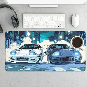 Car Pattern Gaming Mouse Pad Rectangle Office Desk Keyboard Mat with Non Slip Rubber Base for Home Office Desk