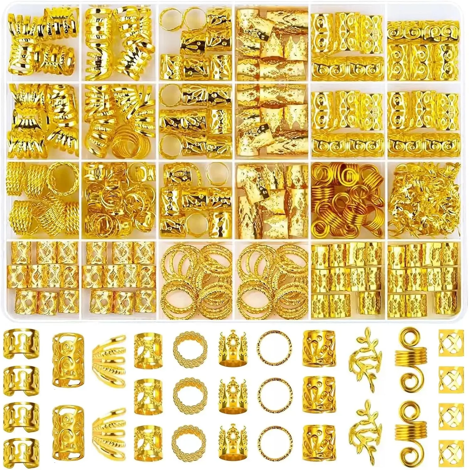 280 count  Hair  Braid, Hair Accessory, Hair Dreadlock Accessory Braid, Metal  Braids Rings Cuffs Clips for Dreadlock Accessory  Decorations