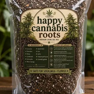 Eco-Friendly 14-Cup Happy Cannabis Roots Premium Living Soil, Fast-Draining Potting Mix, 3.5 Qt – Safe for Seedlings Through Flowering Stages