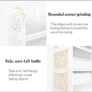 4-Tier Storage Organizer Shelf Bookcase Display Rack White Shoe Rack Shelf Cabinet Display Unit